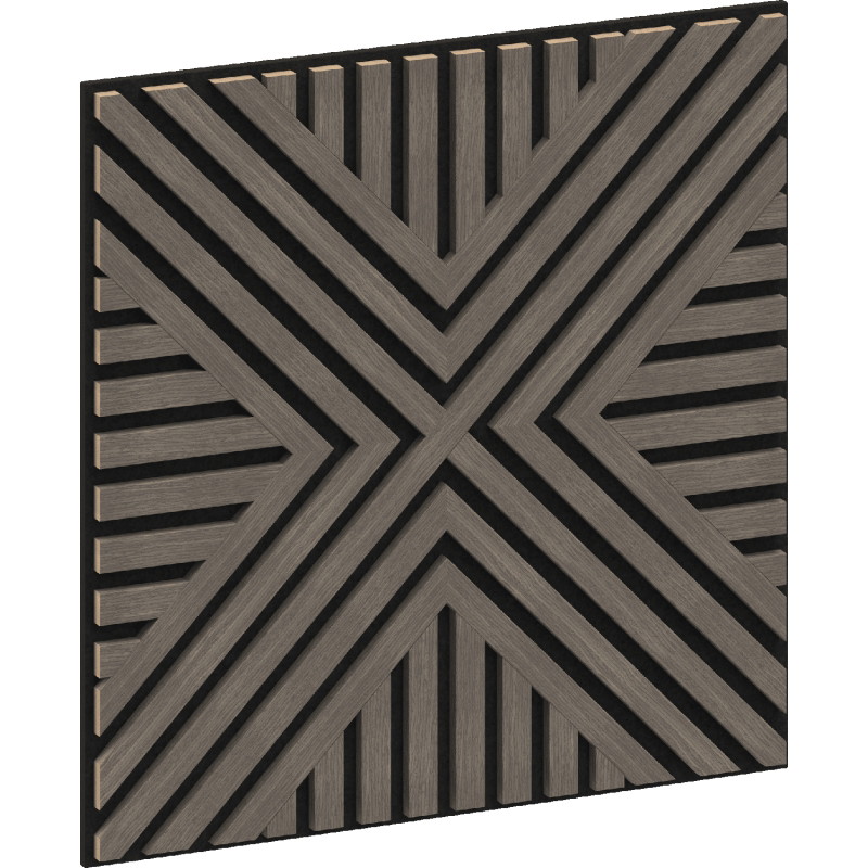 Mexen Linea 06 akustinis sieninis skydas 60 x 60 cm (4 vnt.), 9 mm veltinis, techninė fanera, Pilka Ąžuolas