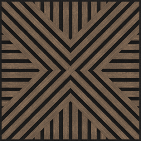 Mexen Linea 06 akustinė sienų plokštė 60 x 60 cm (4 vnt.), veltinis 9 mm, techninis faneris, Tamsus Riešutas