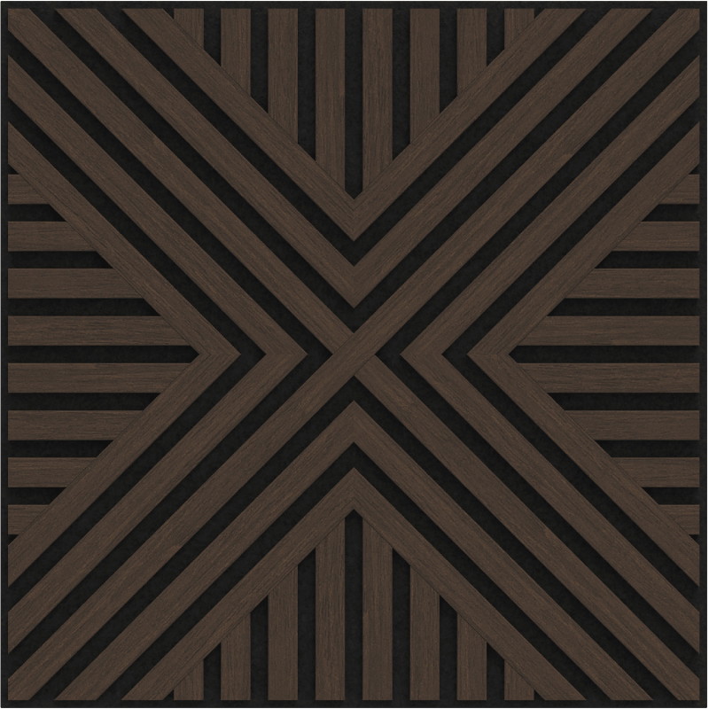 Mexen Linea 06 sieninė akustinė plokštė 60 x 60 cm (4 vnt.), 9 mm veltinis, techninis faneros dekoras, Mocca ąžuolas