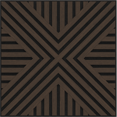 Mexen Linea 06 sieninė akustinė plokštė 60 x 60 cm (4 vnt.), 9 mm veltinis, techninis faneros dekoras, Mocca ąžuolas