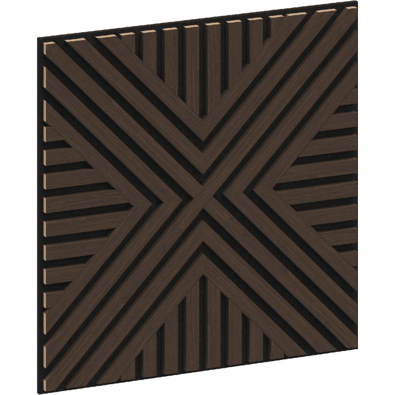 Mexen Linea 06 sieninė akustinė plokštė 60 x 60 cm (4 vnt.), 9 mm veltinis, techninis faneros dekoras, Mocca ąžuolas