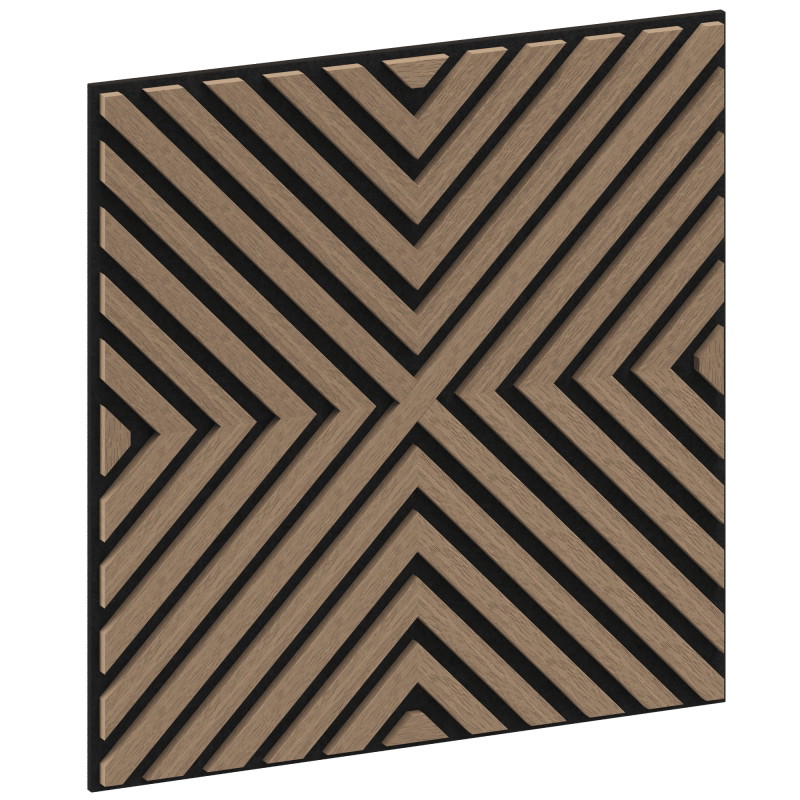 Mexen Linea 01 akustinė sienos plokštė 60 x 60 cm (4 vnt.), 9 mm veltinis, techninis fanera, Šviesus Riešutas
