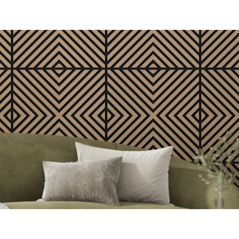 Mexen Linea 01 akustinė sienos plokštė 60 x 60 cm (4 vnt.), 9 mm veltinis, techninis fanera, Šviesus Riešutas