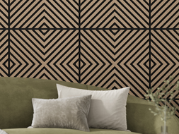 Mexen Linea 01 akustinė sienos plokštė 60 x 60 cm (4 vnt.), 9 mm veltinis, techninis fanera, Šviesus Riešutas