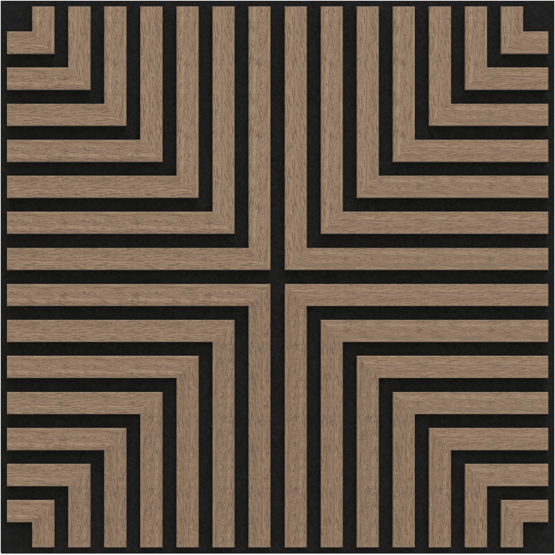 Mexen Linea 02 garsinė sieninė plokštė 60 x 60 cm (4 vnt.), veltinis 9 mm, techninis fanera, Šviesus riešutas