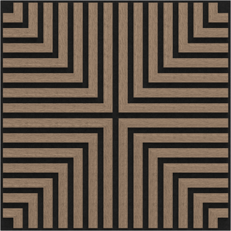 Mexen Linea 02 garsinė sieninė plokštė 60 x 60 cm (4 vnt.), veltinis 9 mm, techninis fanera, Šviesus riešutas