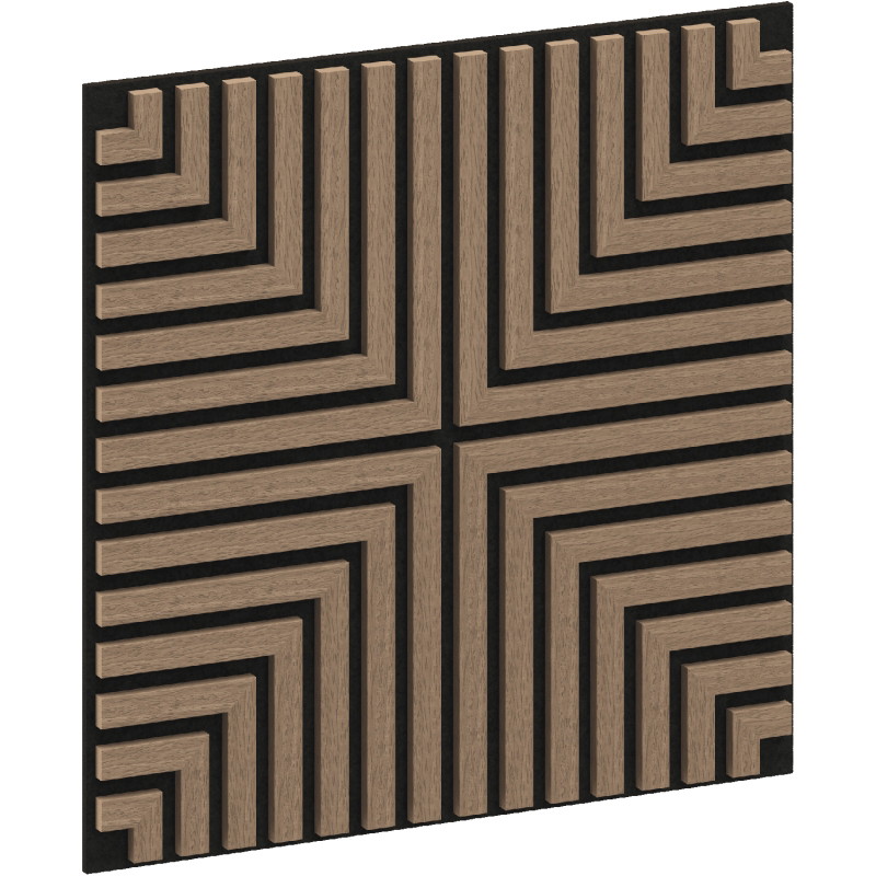 Mexen Linea 02 garsinė sieninė plokštė 60 x 60 cm (4 vnt.), veltinis 9 mm, techninis fanera, Šviesus riešutas