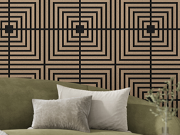 Mexen Linea 02 garsinė sieninė plokštė 60 x 60 cm (4 vnt.), veltinis 9 mm, techninis fanera, Šviesus riešutas