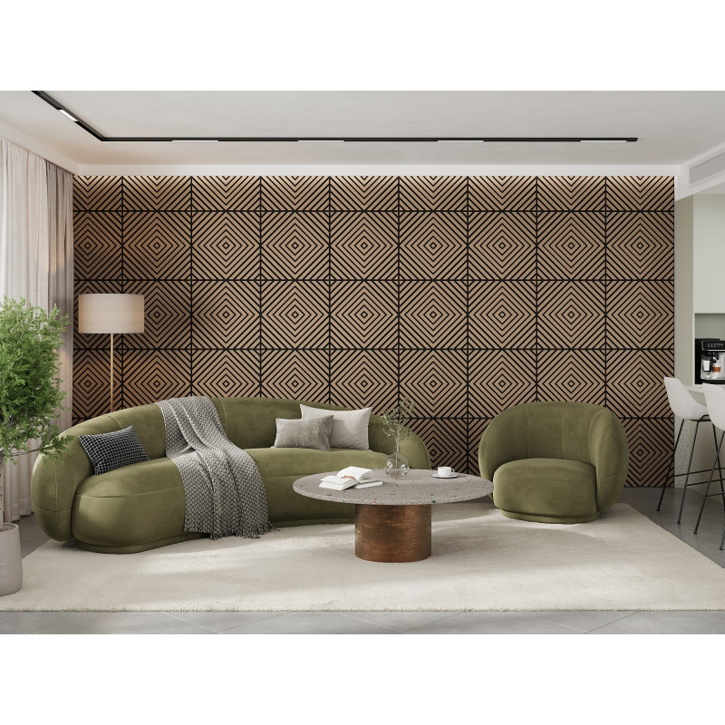 Mexen Linea 03 sieninė akustinė plokštė 60 x 60 cm (4vnt.), 9 mm veltinis, techninis fanera, Šviesus Riešutas