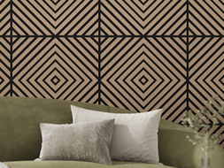 Mexen Linea 03 sieninė akustinė plokštė 60 x 60 cm (4vnt.), 9 mm veltinis, techninis fanera, Šviesus Riešutas