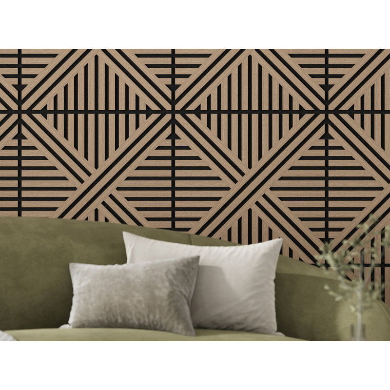 Mexen Linea 05 akustinis sienos panelis 60 x 60 cm (4 vnt.), veltinis 9 mm, techninis faneris, Šviesus Riešutas