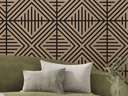 Mexen Linea 06 akustinė sieninė plokštė 60 x 60 cm (4 vnt.), 9 mm veltinis, techninis fanera, Šviesus Riešutas