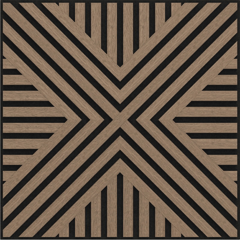 Mexen Linea 06 akustinė sieninė plokštė 60 x 60 cm (4 vnt.), 9 mm veltinis, techninis fanera, Šviesus Riešutas