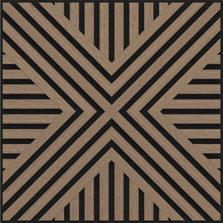 Mexen Linea 06 akustinė sieninė plokštė 60 x 60 cm (4 vnt.), 9 mm veltinis, techninis fanera, Šviesus Riešutas