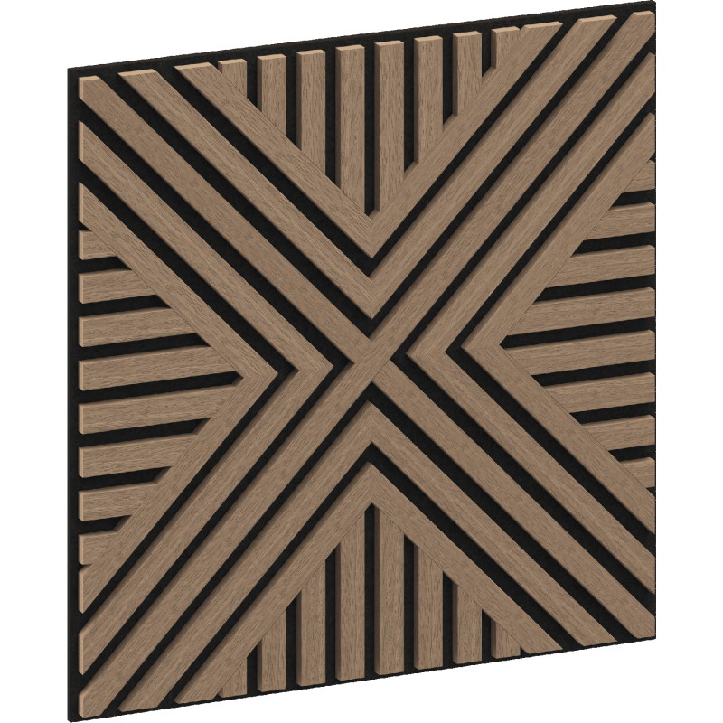 Mexen Linea 06 akustinė sieninė plokštė 60 x 60 cm (4 vnt.), 9 mm veltinis, techninis fanera, Šviesus Riešutas