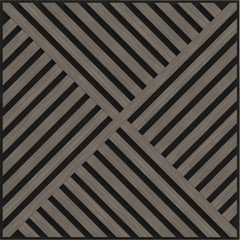Mexen Linea 08 akustinė sieninė plokštė 60 x 60 cm (4 vnt.), 9 mm veltinis, techninis faneris, Pilkas Ąžuolas