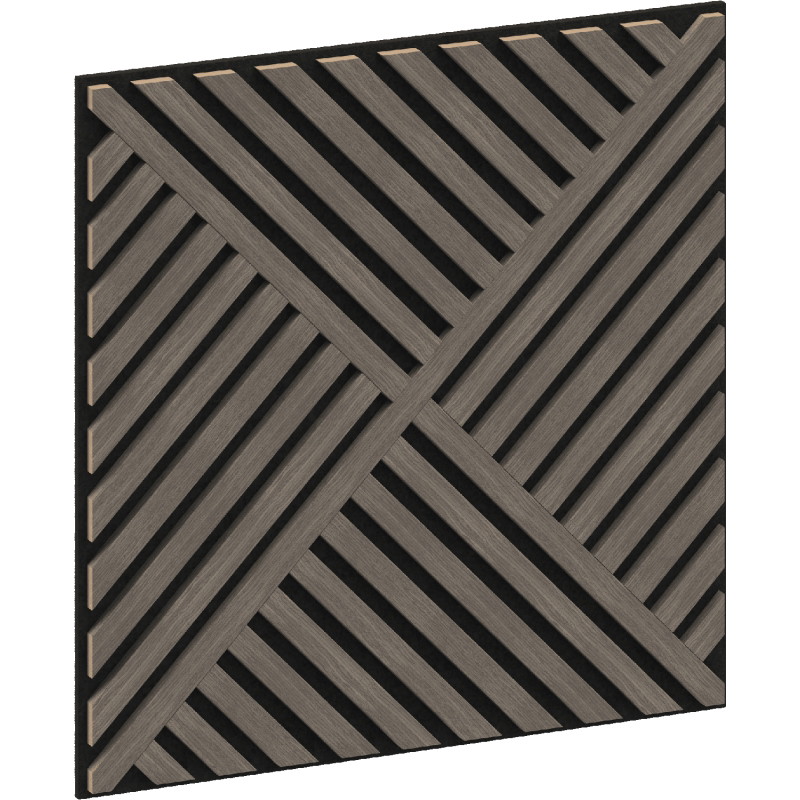 Mexen Linea 08 akustinė sieninė plokštė 60 x 60 cm (4 vnt.), 9 mm veltinis, techninis faneris, Pilkas Ąžuolas