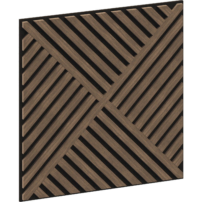 Mexen Linea 08 akustinė sienų plokštė 60 x 60 cm (4 vnt.), 9 mm veltinis, techninis fanera, Tamsus Riešutas