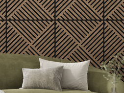 Mexen Linea 08 akustinė sienų plokštė 60 x 60 cm (4 vnt.), 9 mm veltinis, techninis fanera, Tamsus Riešutas