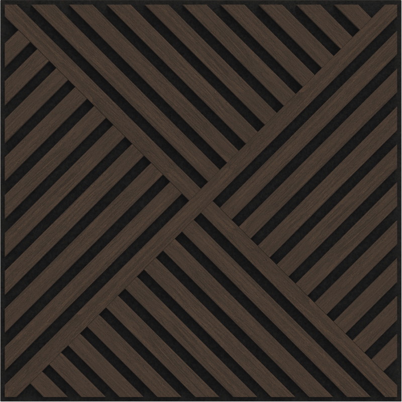 Mexen Linea 08 akustinė sieninė plokštė 60 x 60 cm (4 vnt.), veltinis 9 mm, techninis faneruotas paviršius, Mocca ąžuolas