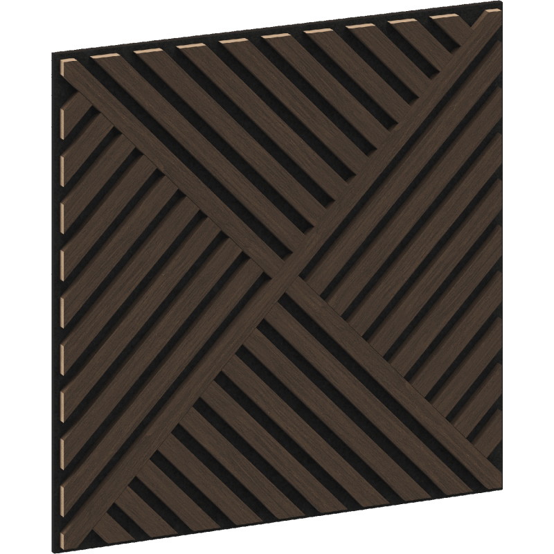 Mexen Linea 08 akustinė sieninė plokštė 60 x 60 cm (4 vnt.), veltinis 9 mm, techninis faneruotas paviršius, Mocca ąžuolas