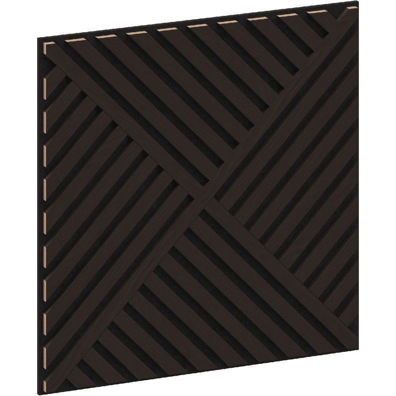 Mexen Linea 08 akustinis sienų skydelis 60 x 60 cm (4 vnt.), veltinis 9 mm, techninis fanera, Juodas Ąžuolas