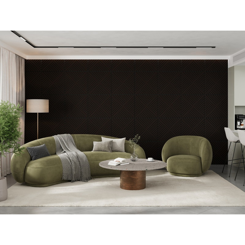 Mexen Linea 08 akustinis sienų skydelis 60 x 60 cm (4 vnt.), veltinis 9 mm, techninis fanera, Juodas Ąžuolas
