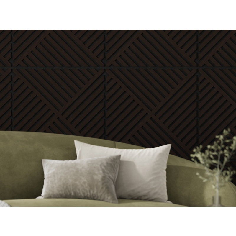 Mexen Linea 08 akustinis sienų skydelis 60 x 60 cm (4 vnt.), veltinis 9 mm, techninis fanera, Juodas Ąžuolas
