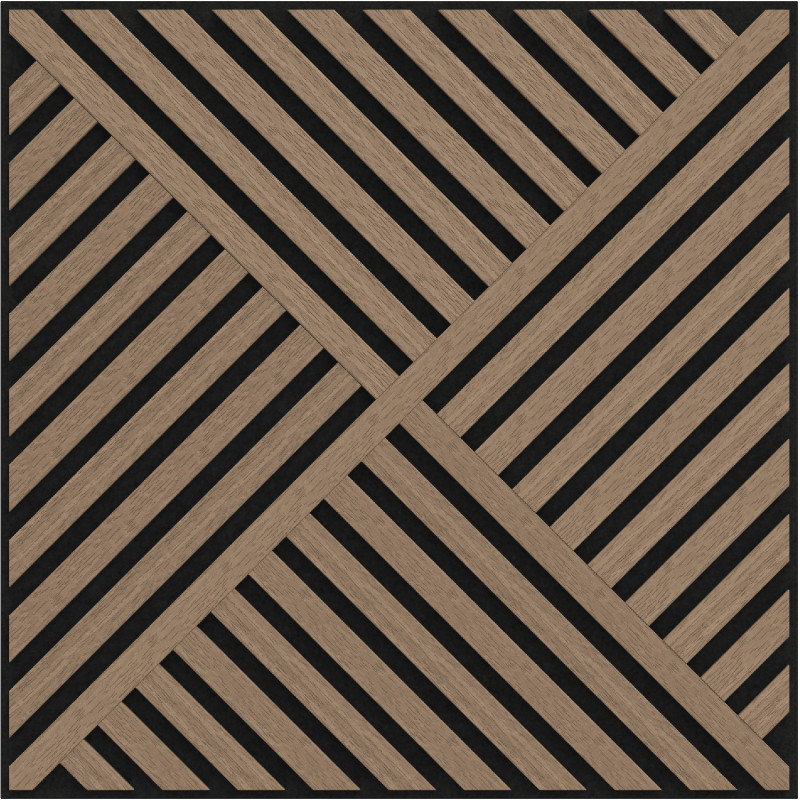 Mexen Linea 08 akustinis sieninis skydas 60 x 60 cm (4 vnt.), 9 mm veltinis, techninis fanera, Šviesus Riešutas