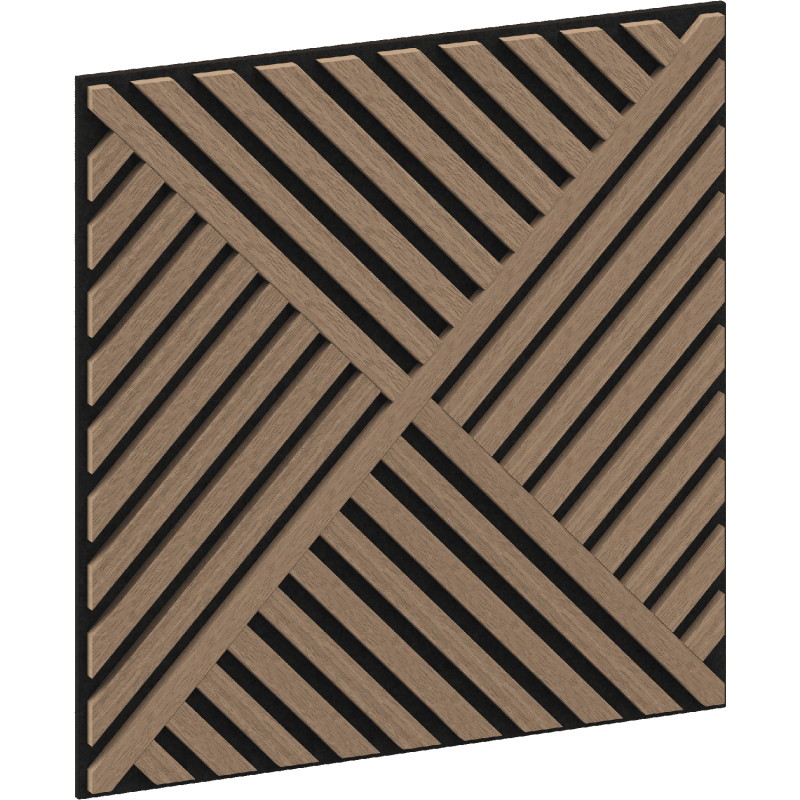 Mexen Linea 08 akustinis sieninis skydas 60 x 60 cm (4 vnt.), 9 mm veltinis, techninis fanera, Šviesus Riešutas