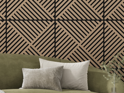 Mexen Linea 08 akustinis sieninis skydas 60 x 60 cm (4 vnt.), 9 mm veltinis, techninis fanera, Šviesus Riešutas