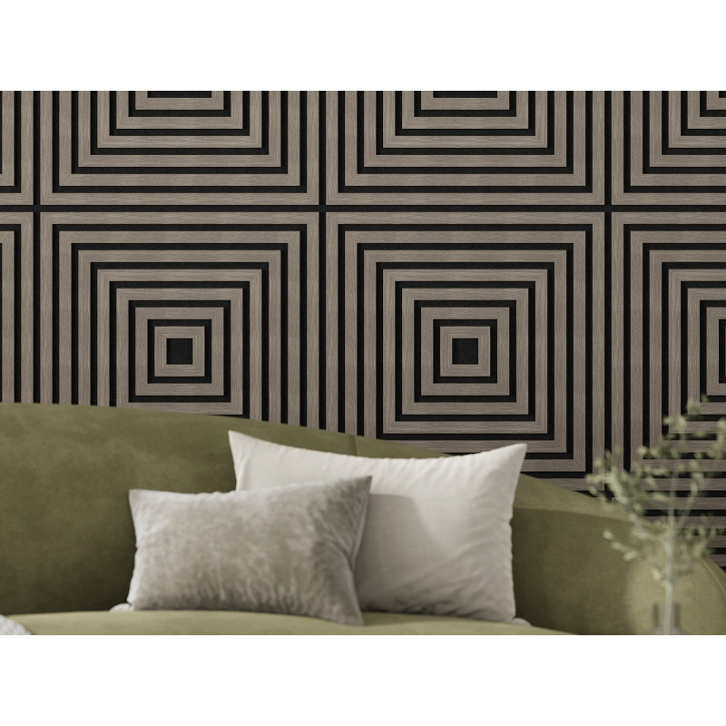 Mexen Linea 13 akustinis sieninis skydelis 60 x 60 cm (4 vnt.), 9 mm veltinis, techninis fanera, Pilka Ąžuolas