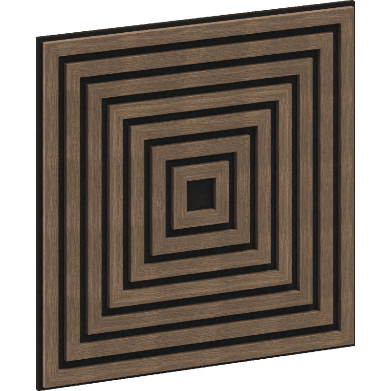 Mexen Linea 13 akustinė sienų plokštė 60 x 60 cm (4 vnt.), 9 mm veltinis, techninis faneras, tamsus riešutas