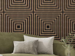 Mexen Linea 13 akustinė sienų plokštė 60 x 60 cm (4 vnt.), 9 mm veltinis, techninis faneras, tamsus riešutas