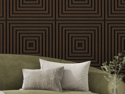 Mexen Linea 13 akustinė sieninė plokštė 60 x 60 cm (4 vnt.), 9 mm veltinis, techninis fanéra, Mocca ąžuolas