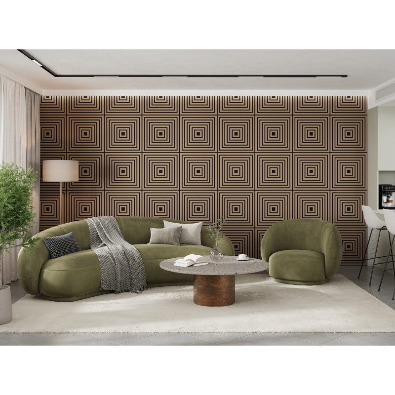 Mexen Linea 13 sieninis akustinis skydas 60 x 60 cm (4vnt.), 9 mm veltinis, techninė fanera, Šviesus Riešutas