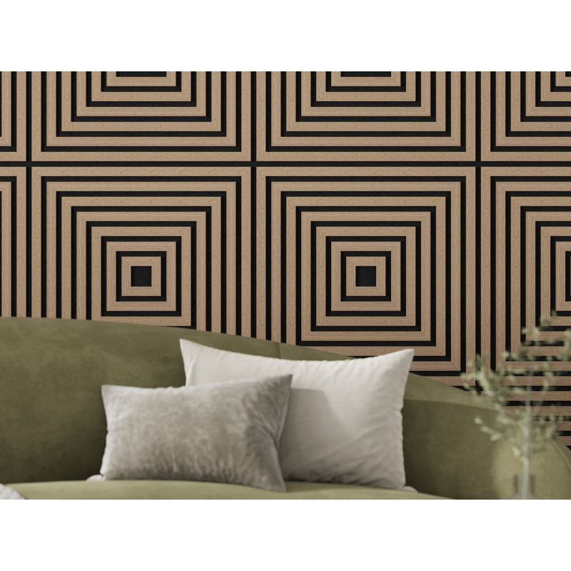 Mexen Linea 13 sieninis akustinis skydas 60 x 60 cm (4vnt.), 9 mm veltinis, techninė fanera, Šviesus Riešutas
