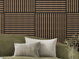 Mexen Linea 15 akustinė sienų plokštė 60 x 60 cm (4vnt.), veltinis 9 mm, techninė fanera, Tamsus Riešutas