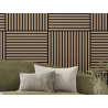 Mexen Linea 15 akustinė sieninė plokštė 60 x 60 cm (4 vnt.), 9 mm veltinis, techninis faneros lukštas, Šviesus Riešutas