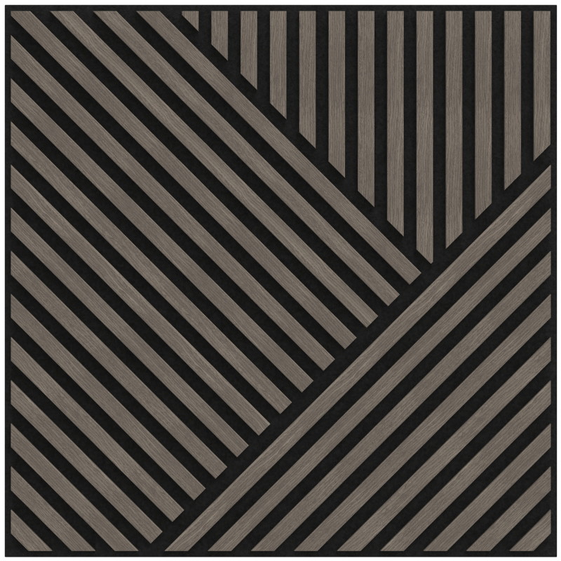 Mexen Linea 25 sieninė akustinė plokštė 60 x 60 cm (4 vnt.), 9 mm veltinis, techninis fanera, Pilkas Ąžuolas