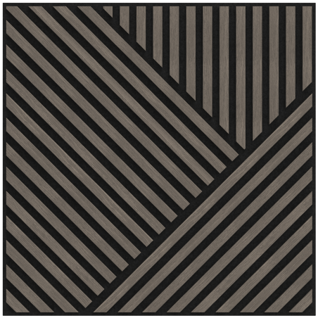 Mexen Linea 25 sieninė akustinė plokštė 60 x 60 cm (4 vnt.), 9 mm veltinis, techninis fanera, Pilkas Ąžuolas