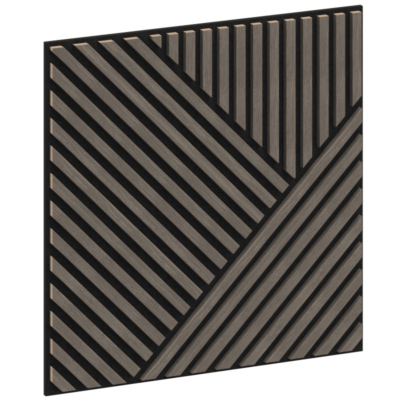 Mexen Linea 25 sieninė akustinė plokštė 60 x 60 cm (4 vnt.), 9 mm veltinis, techninis fanera, Pilkas Ąžuolas