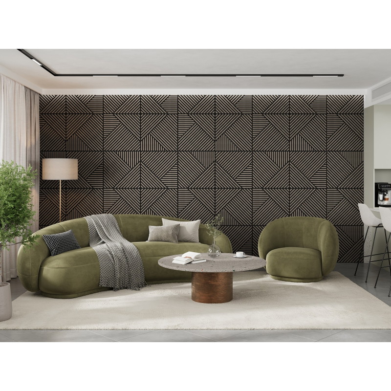 Mexen Linea 25 sieninė akustinė plokštė 60 x 60 cm (4 vnt.), 9 mm veltinis, techninis fanera, Pilkas Ąžuolas