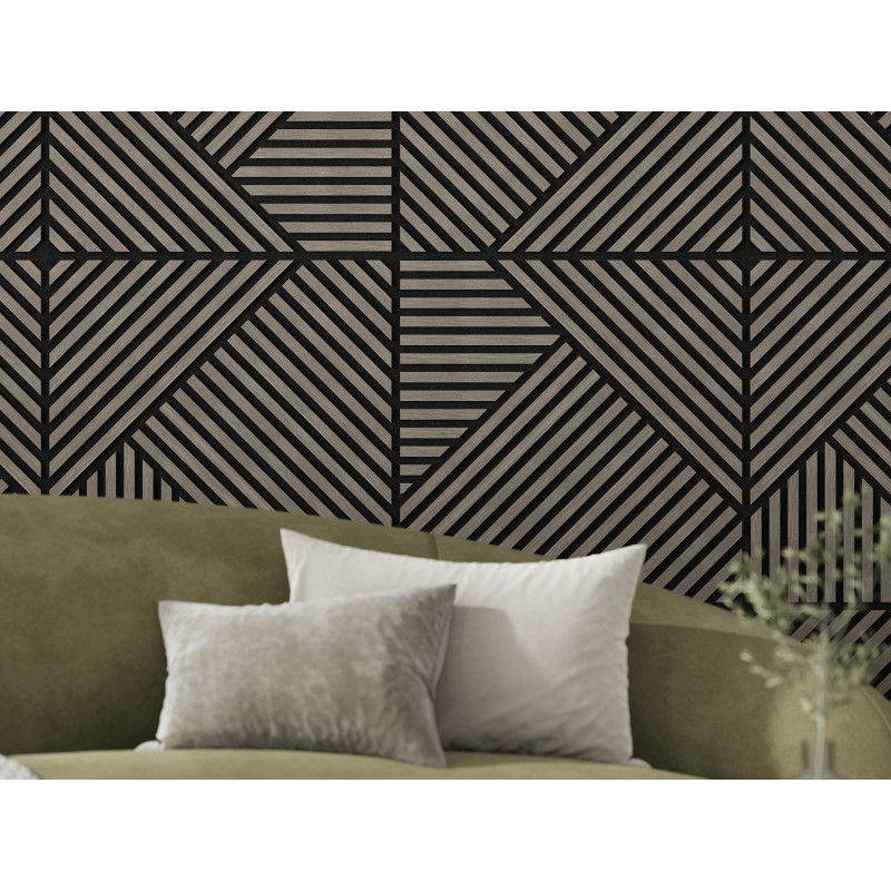 Mexen Linea 25 sieninė akustinė plokštė 60 x 60 cm (4 vnt.), 9 mm veltinis, techninis fanera, Pilkas Ąžuolas