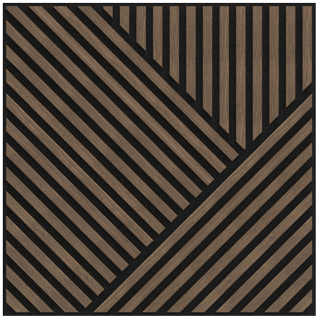Mexen Linea 25 akustinė sienų plokštė 60 x 60 cm (4 vnt.), 9 mm veltinis, techninis faneravimas, Tamsus Riešutas