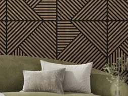 Mexen Linea 25 akustinė sienų plokštė 60 x 60 cm (4 vnt.), 9 mm veltinis, techninis faneravimas, Tamsus Riešutas