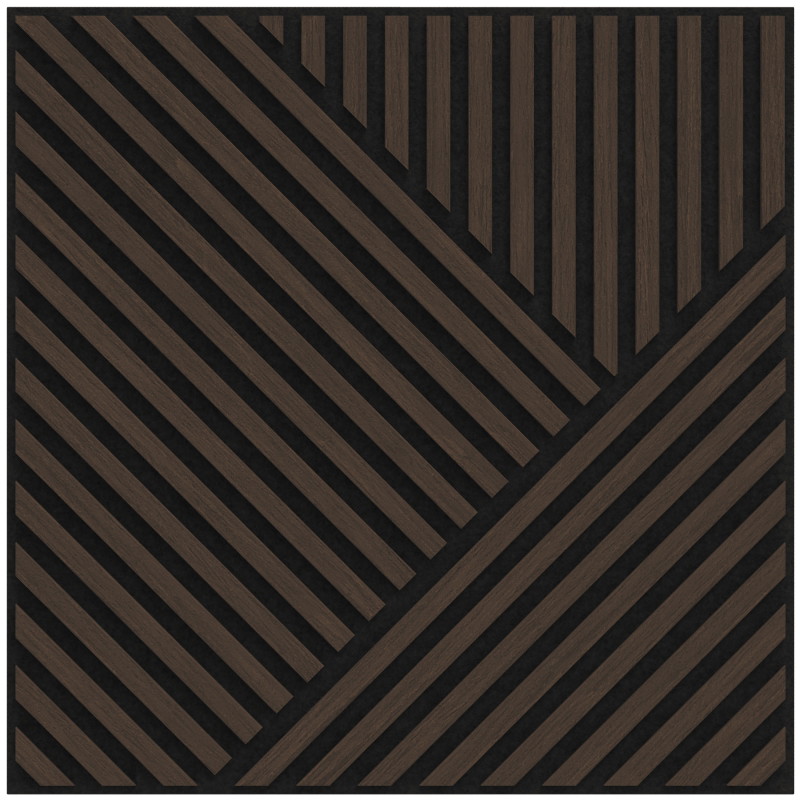 Mexen Linea 25 akustinės sienų plokštės 60 x 60 cm (4 vnt.), veltinis 9 mm, techninis faneras, Mocca Ąžuolas