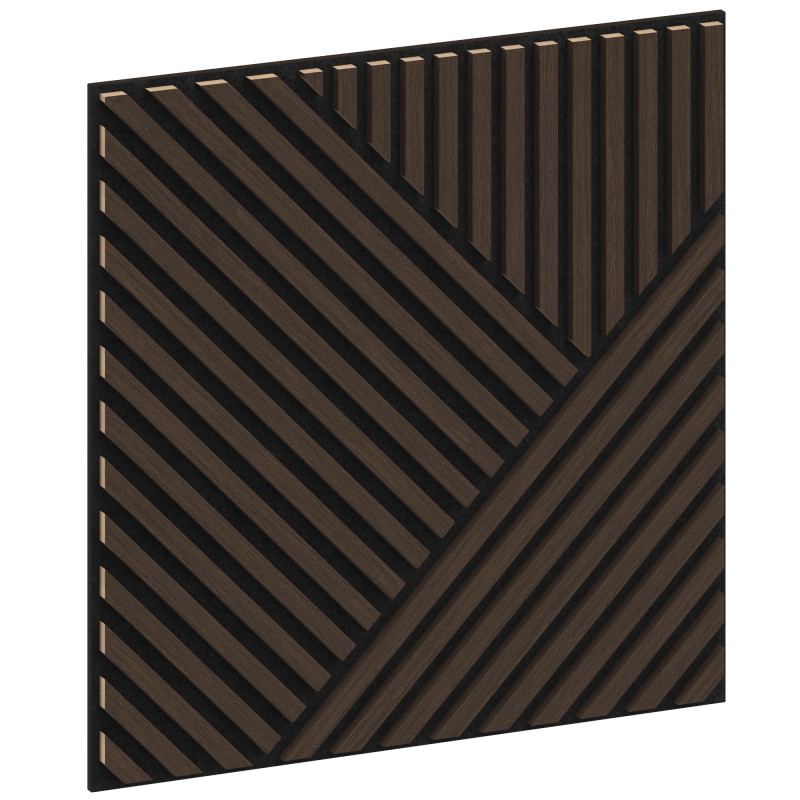 Mexen Linea 25 akustinės sienų plokštės 60 x 60 cm (4 vnt.), veltinis 9 mm, techninis faneras, Mocca Ąžuolas