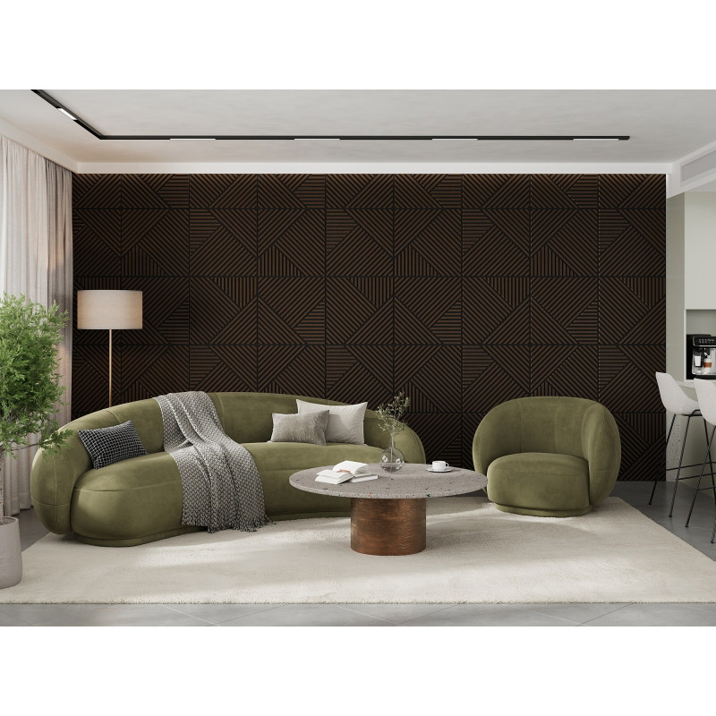 Mexen Linea 25 akustinės sienų plokštės 60 x 60 cm (4 vnt.), veltinis 9 mm, techninis faneras, Mocca Ąžuolas