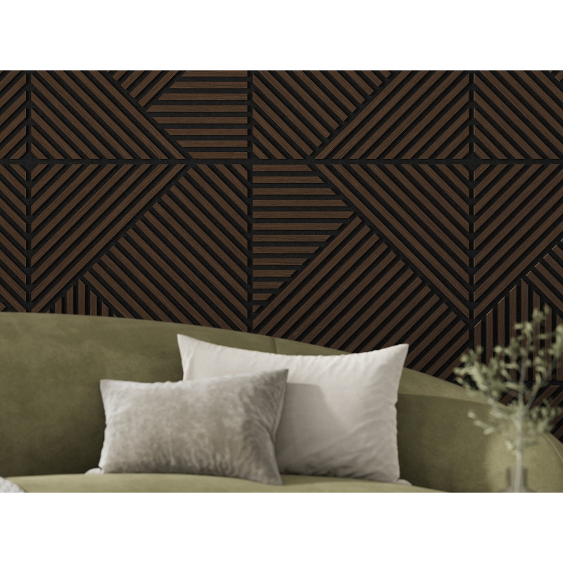 Mexen Linea 25 akustinės sienų plokštės 60 x 60 cm (4 vnt.), veltinis 9 mm, techninis faneras, Mocca Ąžuolas